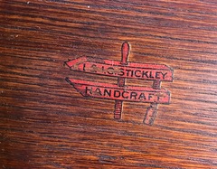 Signed with the firms wooden clamp red decal: "L.&J.G. Stickley, Handcraft". 